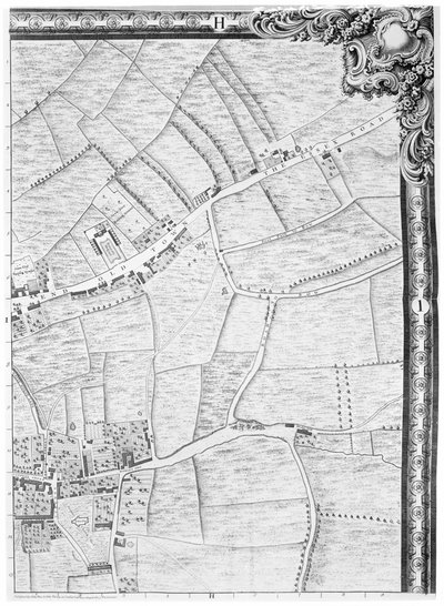 Eine Karte von Mile End und Stepney Green, London, 1746 von John Rocque